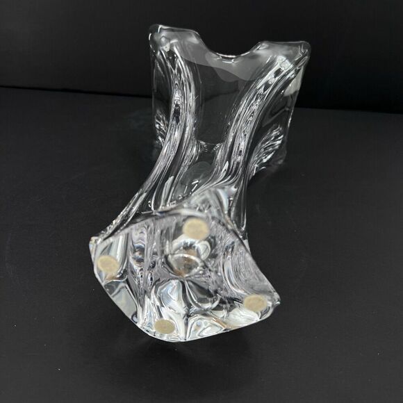 Vintage Cofrac Art Verrier France HEAVY Clear Crystal Centerpiece Vase 10" - Picture 6 of 11